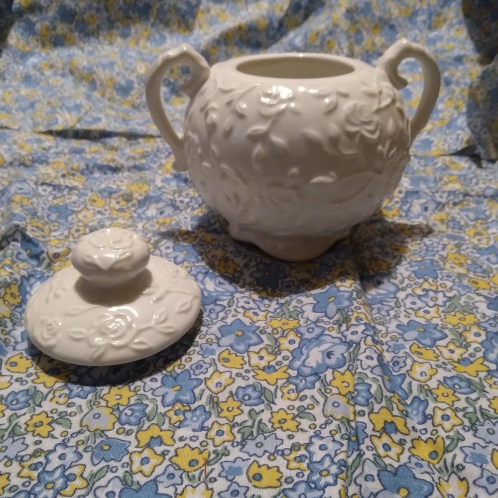 Small Rose 3D Binaural White Sugar Jar